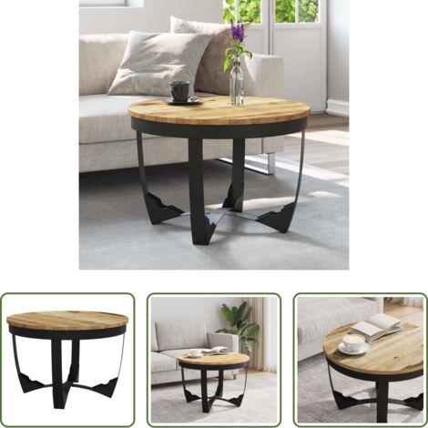vidaXL Mesa de madera -  Mesa de centro madera maciza de mango sin tratar 60x40 cm