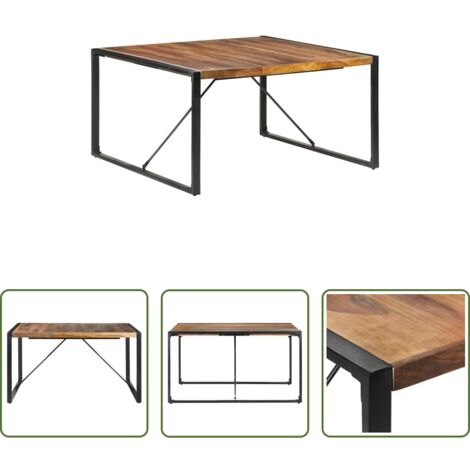 vidaXL Mesa de madera -  Mesa de comedor de madera maciza 140x140x75 cm