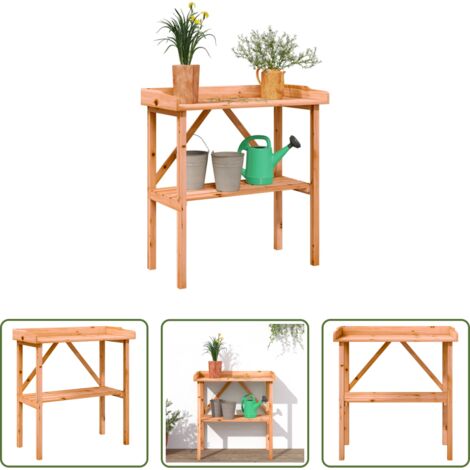 vidaXL Mesa de madera -  Mesa para plantas con estante madera abeto marrón 78x38x82,5 cm