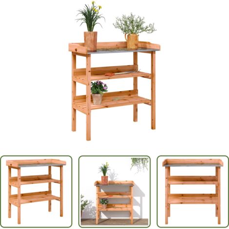 vidaXL Mesa de madera -  Mesa para plantas con estantes madera abeto marrón 78x38x82,5cm