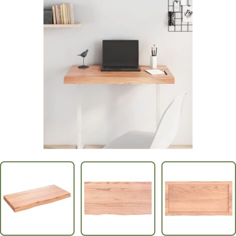 vidaXL Mesa de madera -  Tablero mesa madera roble tratada marrón claro 80x40x(2-6) cm