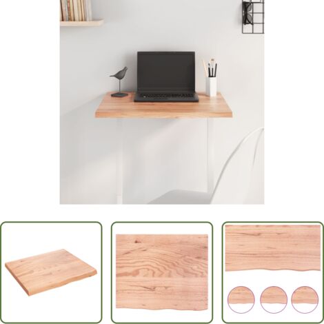 vidaXL Mesa de madera tratada -  Tablero de mesa madera roble tratada marrón claro 60x50x2 cm