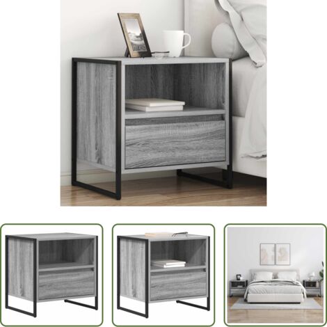 vidaXL Mesa de noche con cajón -  Mesa de Noche con cajón Gris Sonoma 50 x 39,5 x 50 cm