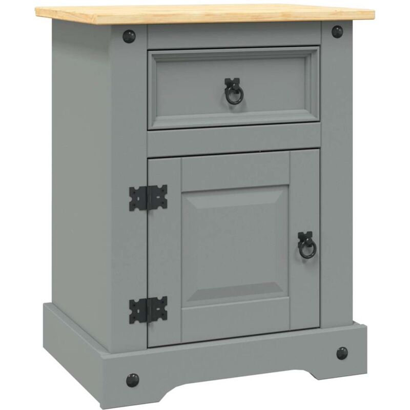 

vidaXL Mesita de Noche Corona Range Pino Mexicano 53x39x67 cm Gris - Gris