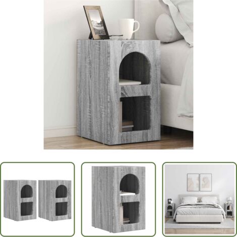 vidaXL Mesa de noche gris -  Mesita de Noche 2 pcs Gris Sonoma 29,5 x 33,5 x 50 cm