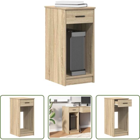 vidaXL Mesa de oficina -  Torre de ordenador con cajón roble sonoma 35x45x77 cm