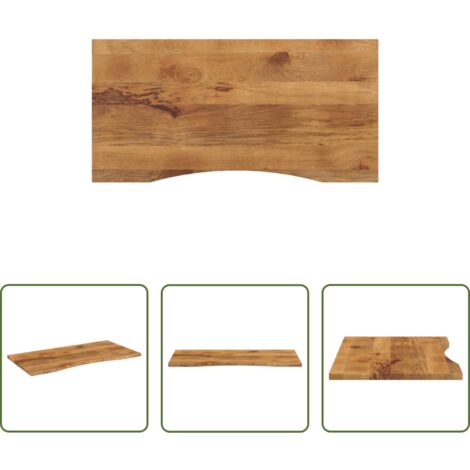 vidaXL Mesa de ordenador -  Tablero escritorio con curva madera mango rugosa 120x50x2,5 cm