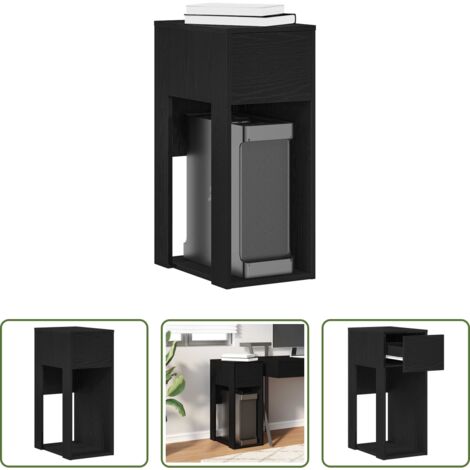vidaXL Mesa de ordenador -  Torre de ordenador con cajón negro 30x44x74 cm