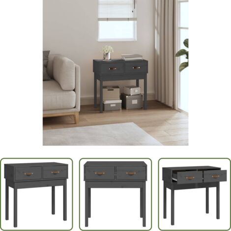 vidaXL Mesa de pasillo -  Mesa consola de madera maciza de pino gris 76,5x40x75 cm