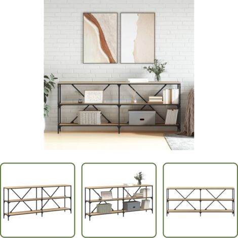 vidaXL Mesa de pasillo -  Mesa consola hierro madera ingeniería roble Sonoma 180x30x75 cm