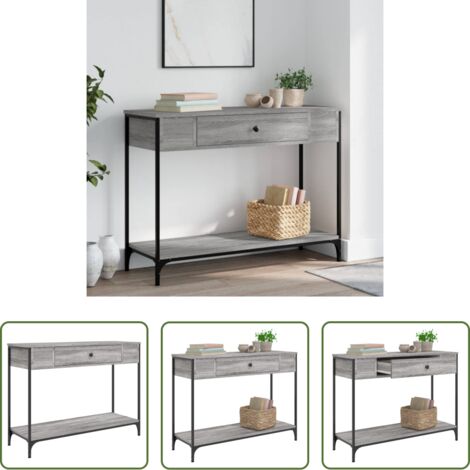 vidaXL Mesa de pasillo -  Mesa consola madera de ingeniería gris Sonoma 100x34,5x75 cm