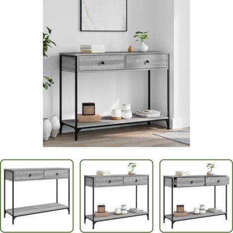 vidaXL Mesa de pasillo -  Mesa consola madera de ingeniería gris Sonoma 100x34,5x75 cm