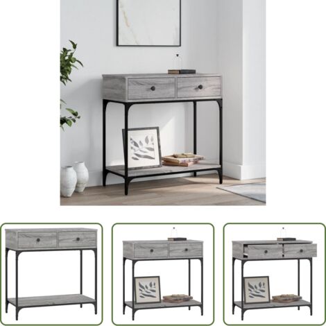 vidaXL Mesa de pasillo -  Mesa consola madera de ingeniería gris Sonoma 75x34,5x75 cm