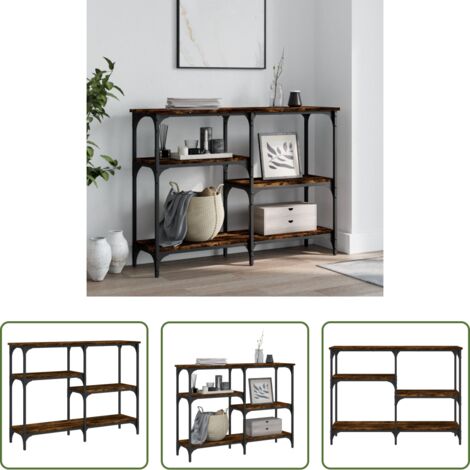 vidaXL Mesa de pasillo -  Mesa consola madera de ingeniería roble ahumado 102x29x75 cm