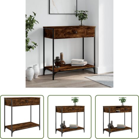 vidaXL Mesa de pasillo -  Mesa consola madera de ingeniería roble ahumado 75x34,5x75 cm