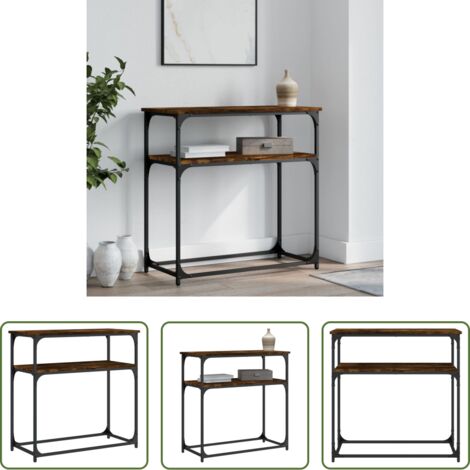 vidaXL Mesa de pasillo -  Mesa consola madera de ingeniería roble ahumado 75x35,5x75 cm