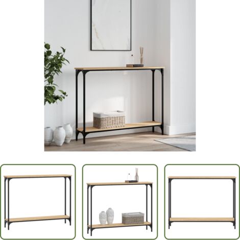 vidaXL Mesa de pasillo -  Mesa consola madera de ingeniería roble Sonoma 100x22,5x75 cm