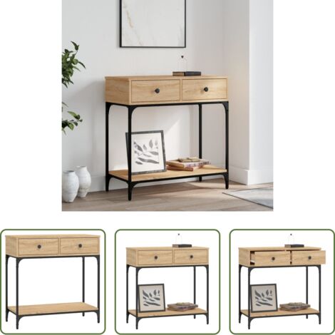 vidaXL Mesa de pasillo -  Mesa consola madera de ingeniería roble Sonoma 75x34,5x75 cm
