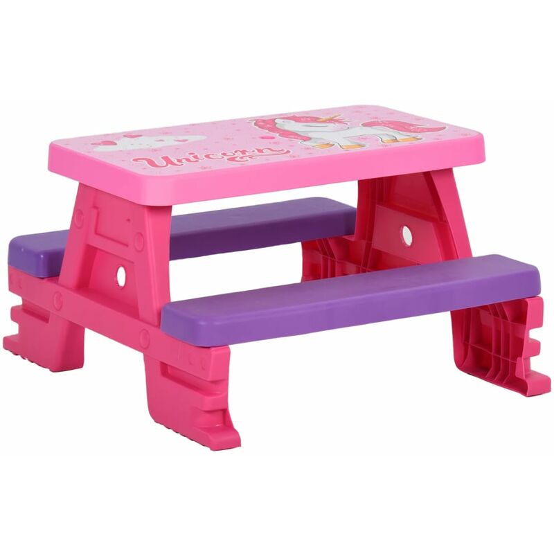 

vidaXL Mesa de pícnic infantil con bancos rosa 79x69x42 cm