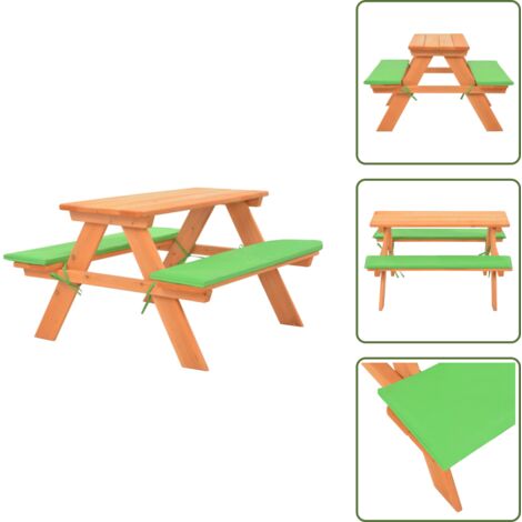 - vidaXL Mesa de pícnic para niños con bancos madera abeto 89x79x50 cm -