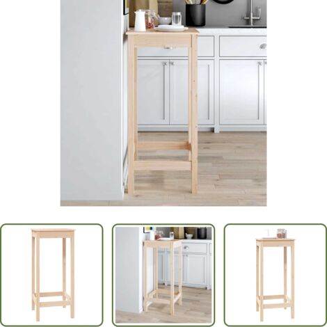 vidaXL Mesa de pino -  Mesa alta de bar madera maciza de pino 50x50x110 cm