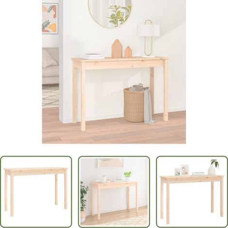 vidaXL Mesa de pino -  Mesa consola madera maciza de pino 110x40x75 cm