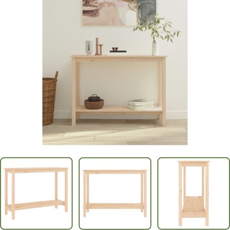 vidaXL Mesa de pino -  Mesa consola madera maciza de pino 110x40x80 cm