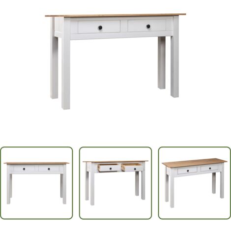 vidaXL Mesa de pino -  Mesa consola madera maciza pino Panamá blanco 110x40x72cm