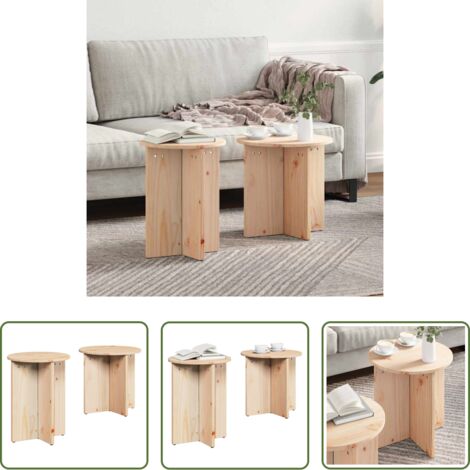vidaXL Mesa de pino -  Mesa de Café 2 pcs Natural