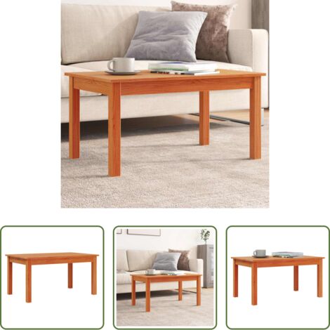 vidaXL Mesa de pino -  Mesa de centro madera maciza de pino marrón cera 80x50x40 cm