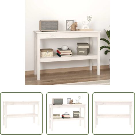 vidaXL Mesa de recibidor -  Mesa consola de madera maciza de pino blanco 110x40x75 cm