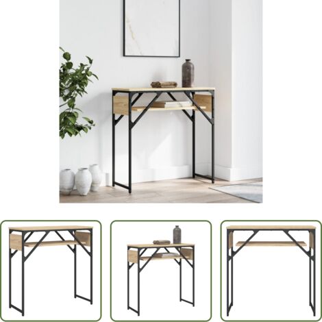 vidaXL Mesa de recibidor -  Mesa consola estante madera ingeniería roble Sonoma 75x30x75 cm
