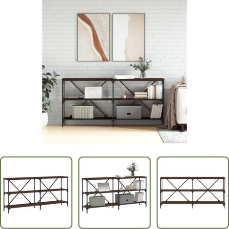 vidaXL Mesa de recibidor -  Mesa consola hierro madera ingeniería roble marrón 160x30x75 cm
