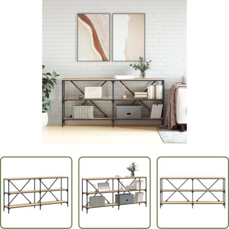 vidaXL Mesa de recibidor -  Mesa consola hierro madera ingeniería roble Sonoma 160x30x75 cm