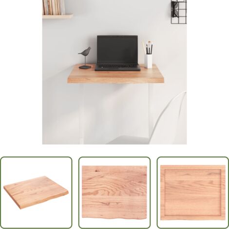 vidaXL Mesa de repuesto -  Tablero mesa madera roble tratada marrón claro 60x50x(2-4) cm