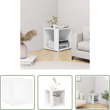 vidaXL Mesa de rincón -  Mesa auxiliar de madera contrachapada blanco 33x33x34,5 cm