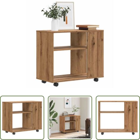 vidaXL Mesa de roble -  Mesa auxiliar de madera de ingeniería roble artisan 70x35x55 cm