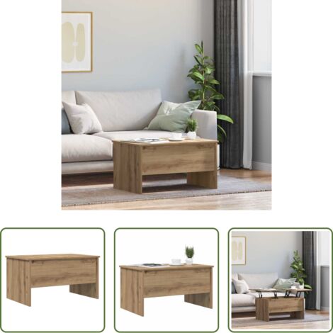 vidaXL Mesa de roble -  Mesa de Café Roble artesanal 102 x 50,5 x 46,5 cm
