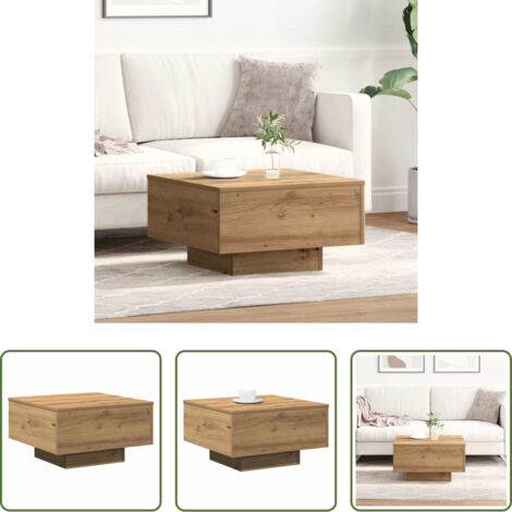 vidaXL Mesa de roble -  Mesa de Café Roble artesanal 55 x 55 x 31 cm