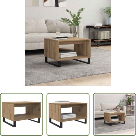 vidaXL Mesa de roble -  Mesa de Café Roble artisan 60 x 50 x 40 cm Madera contrachapada