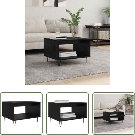 vidaXL Mesa de roble -  Mesa de Café Roble negro 60 x 50 x 40 cm Madera contrachapada