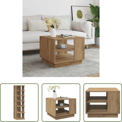vidaXL Mesa de roble -  Mesa de centro madera de ingeniería roble artisan 55x55x42 cm