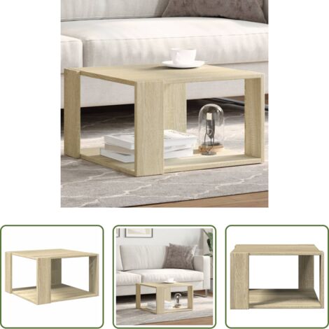 vidaXL Mesa de roble -  Mesa de centro madera ingeniería roble Sonoma 51,5x51,5x30 cm