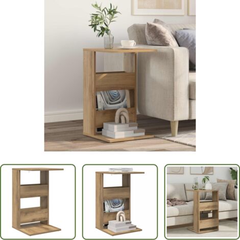 vidaXL Mesa de roble -  Mesa lateral Roble artesanal 40 x 35 x 60,5 cm