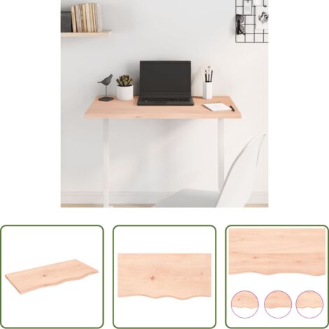 vidaXL Mesa de roble sin acabado -  Tablero de mesa madera maciza de roble sin tratar 80x40x2 cm