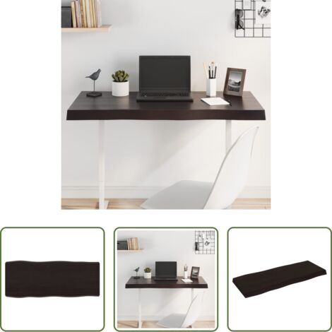 vidaXL Mesa de roble -  Tablero mesa madera tratada borde vivo marrón 100x40x(2-6) cm