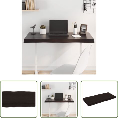 vidaXL Mesa de roble -  Tablero mesa madera tratada borde vivo marrón 100x50x(2-6) cm