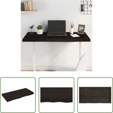 vidaXL Mesa de roble tratada -  Tablero mesa madera roble tratada marrón oscuro 100x50x(2-6) cm