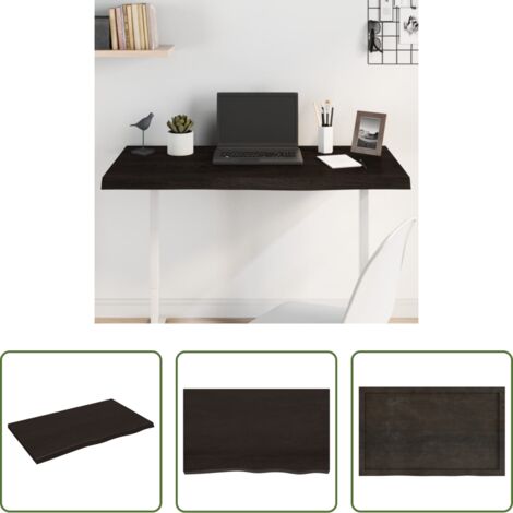 vidaXL Mesa de roble tratada -  Tablero mesa madera roble tratada marrón oscuro 100x60x(2-4) cm