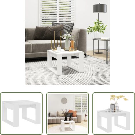 vidaXL Mesa de salón -  Mesa auxiliar de madera contrachapada blanco 50x50x35 cm